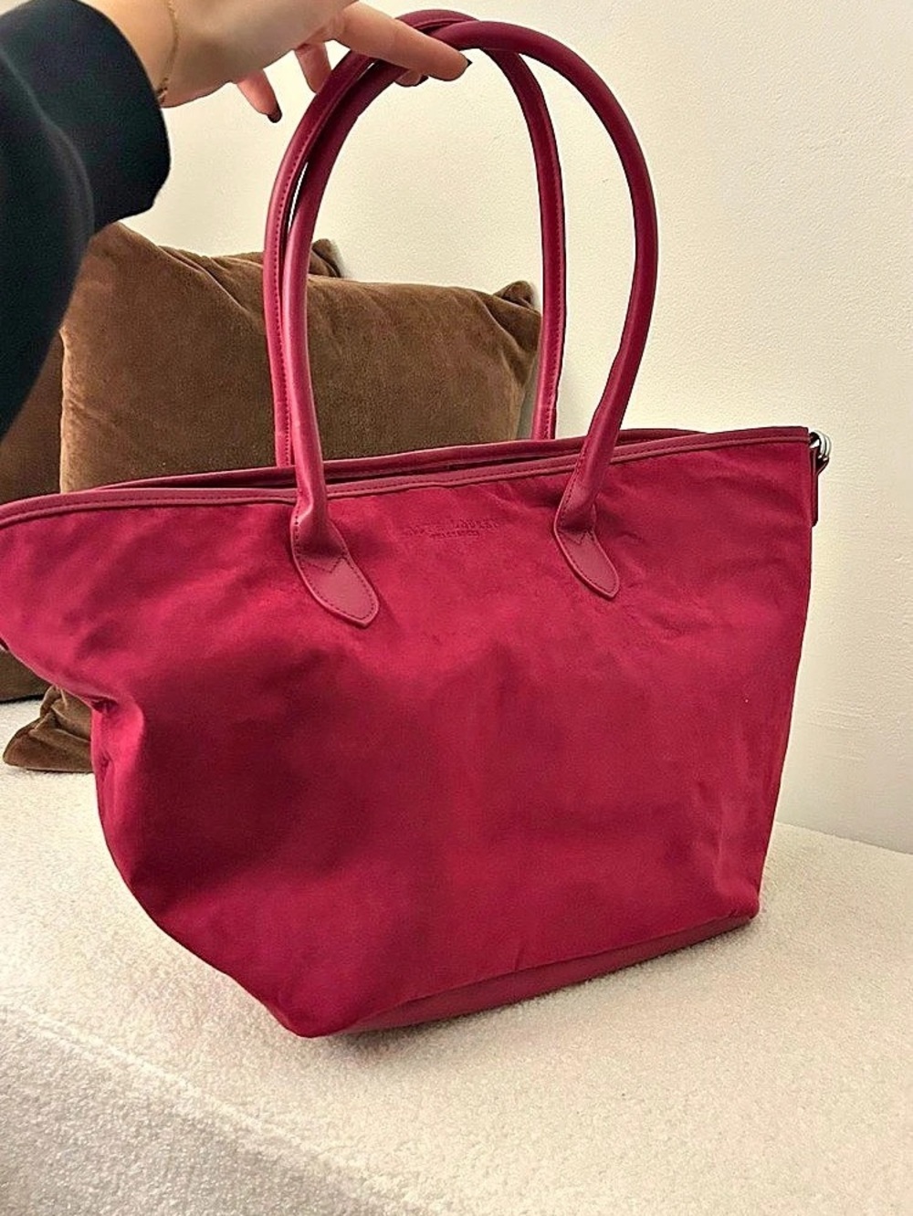 Ralph Lauren Suede Tote Bag in Pink/Mauve